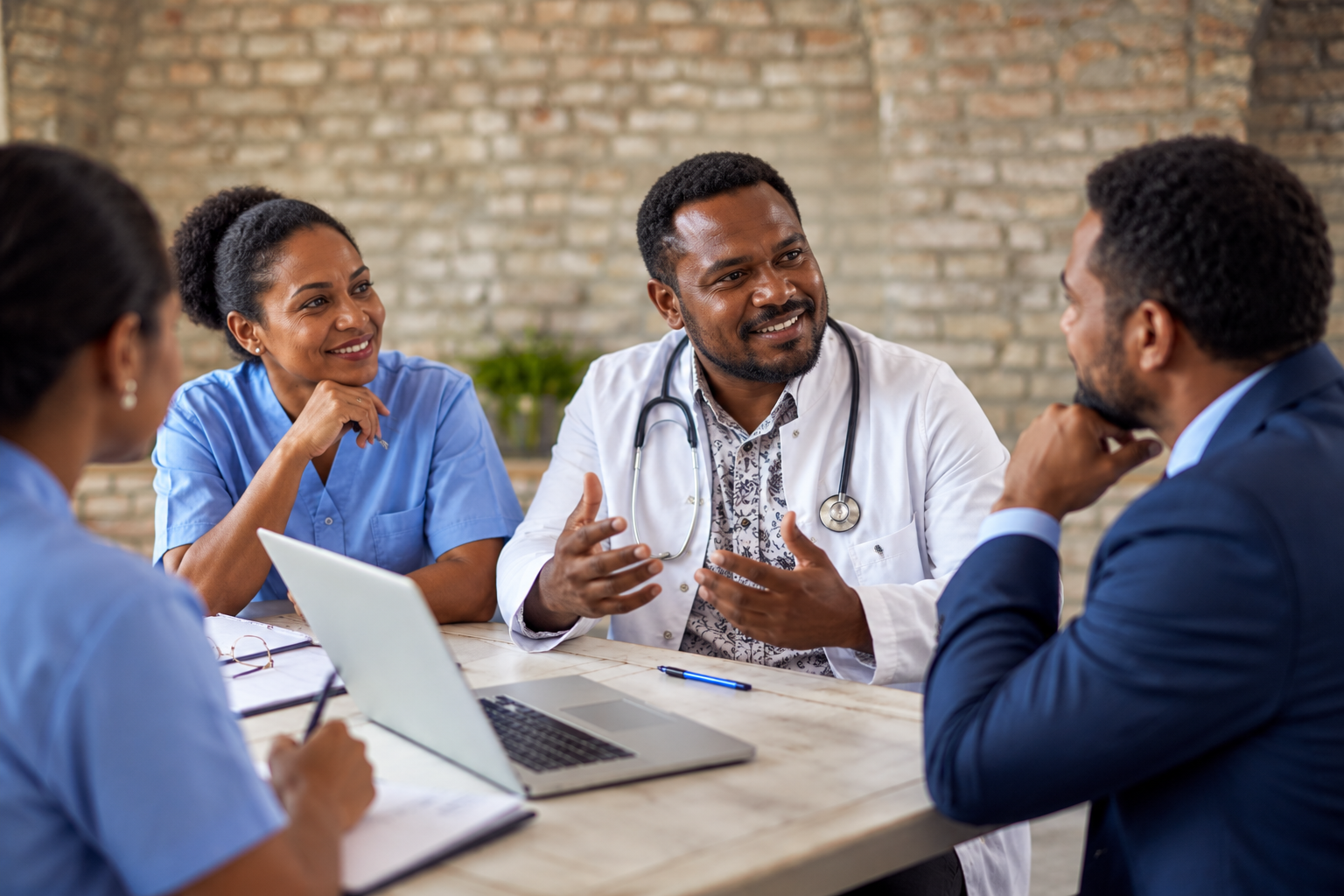 Healthcare team using digital medical analytics